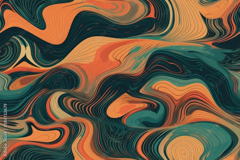 colorful abstract background with wavy lines created with Generative AI technology