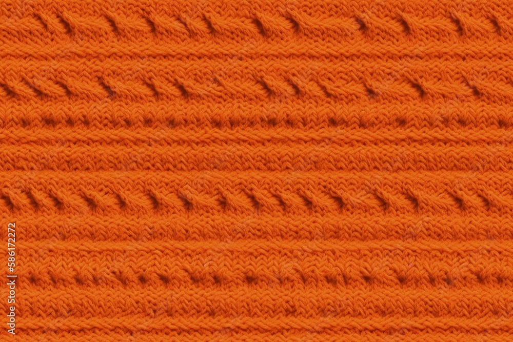 orange knitted fabric texture in close-up created with Generative AI technology