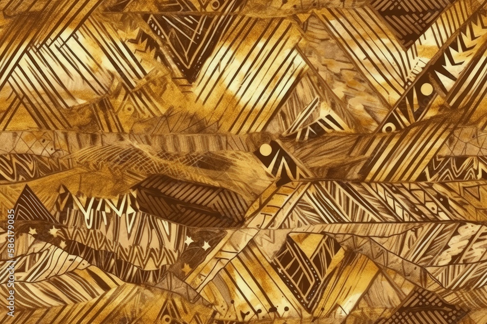 luxurious gold and black patterned painting created with Generative AI technology