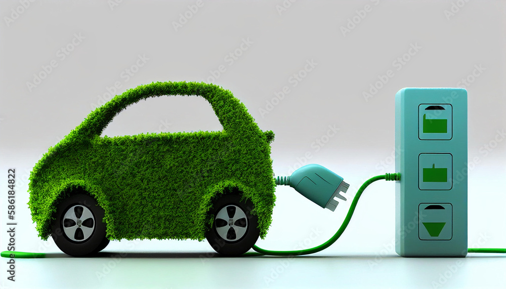 AI-generated creative illustration green energy car