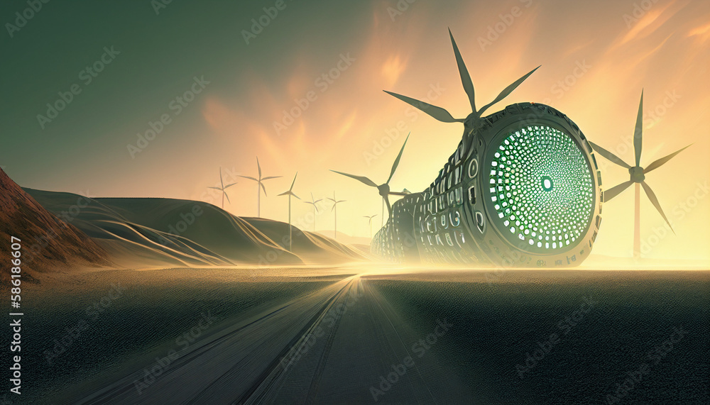 Creative illustration: wind power generation