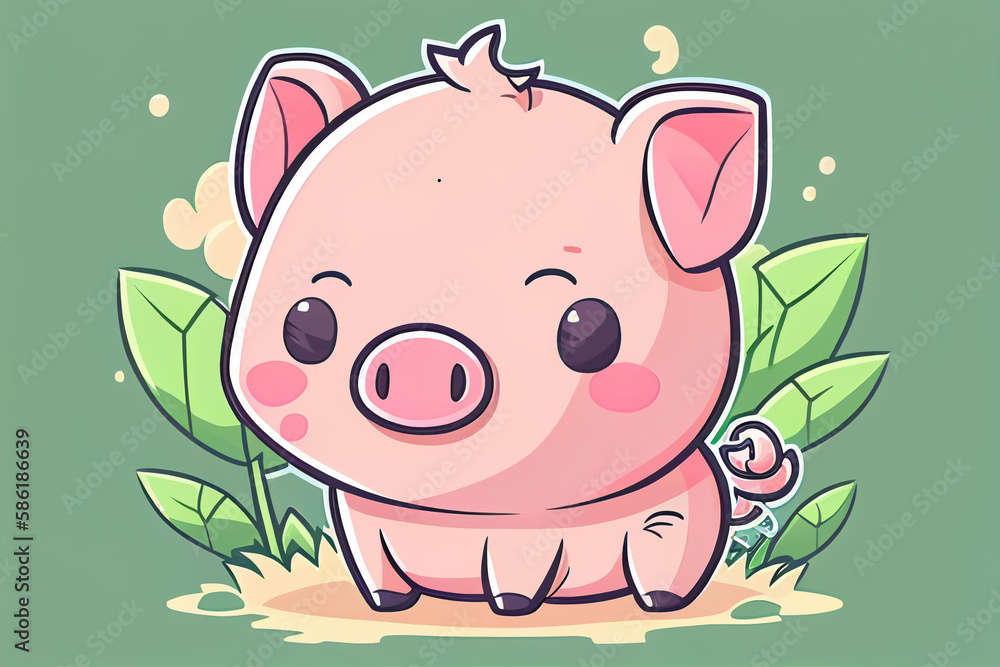 Creative cartoon illustration piglet