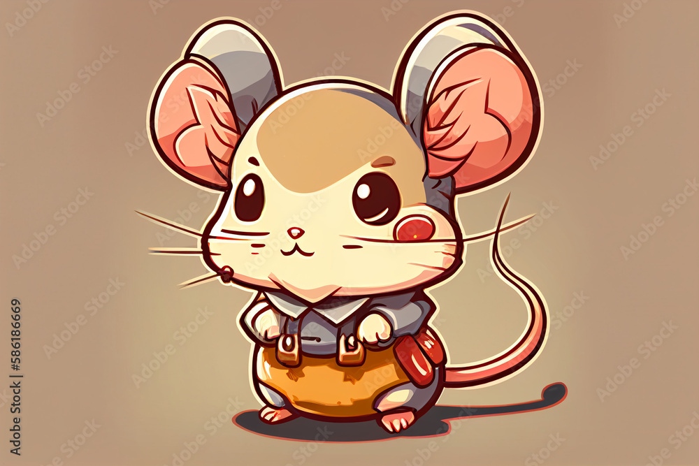 Creative cartoon illustration of little mouse