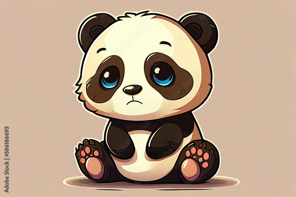 Creative cartoon illustration of red panda