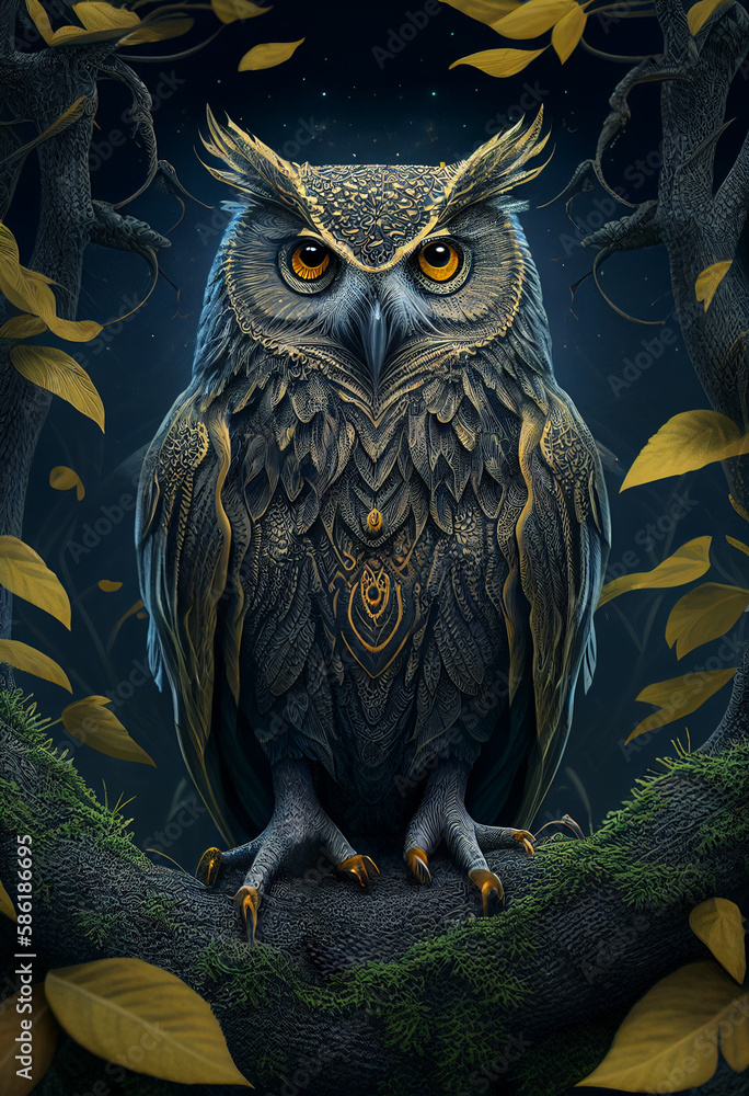 AI generates illustrations owl