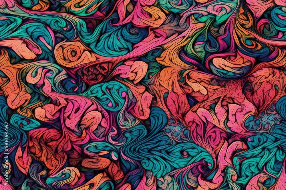 vibrant and colorful abstract painting with multiple hues and tones created with Generative AI techn