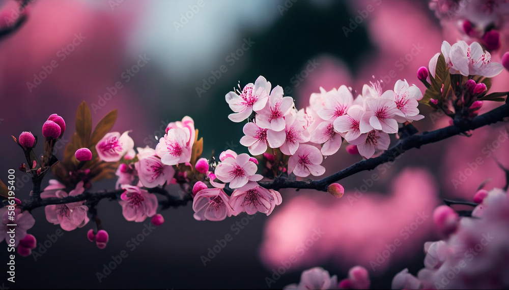 AI-generated pink peach blossoms