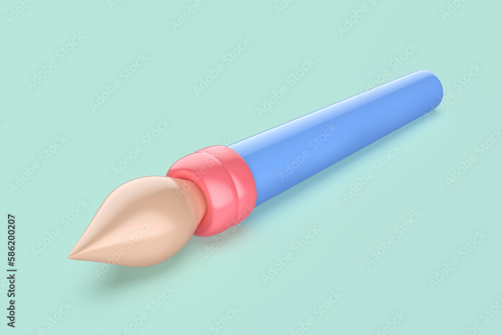 3D illustration of simple paintbrush