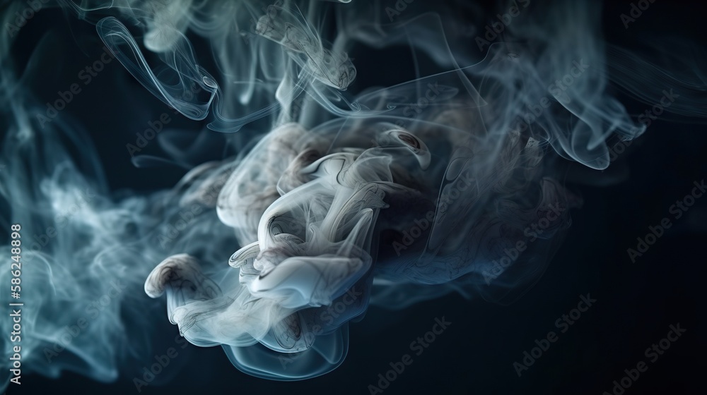 Dramatic vortex of clouds or smoke background. Vapor swirls. Generative AI