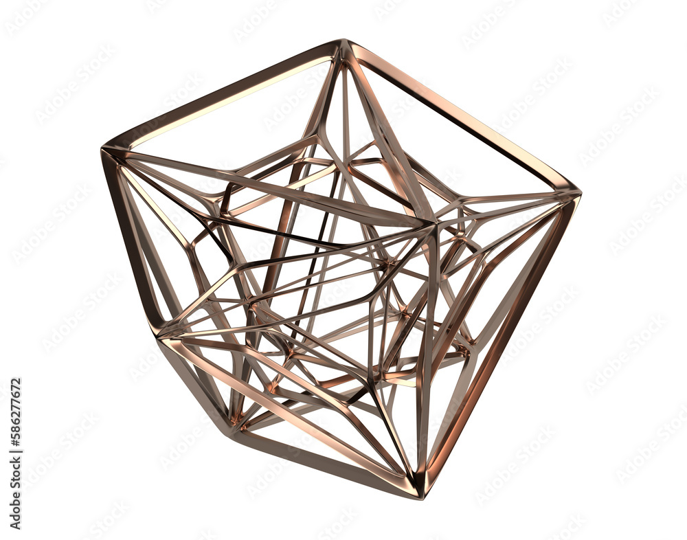 Abstract gold shape, 3d render