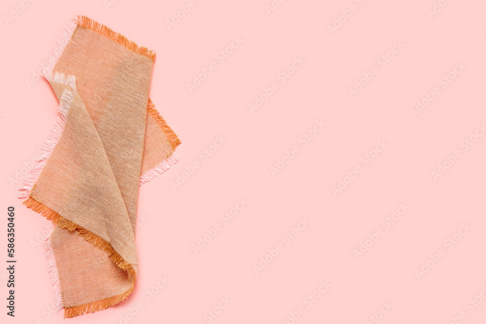 Clean napkin on pink background