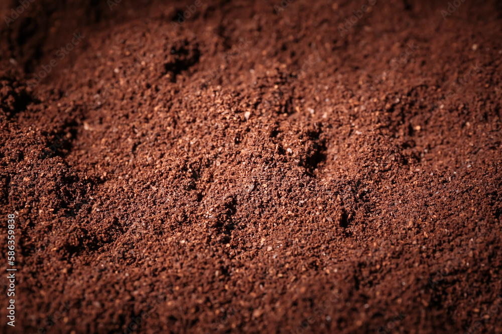 Coffee powder as background, closeup