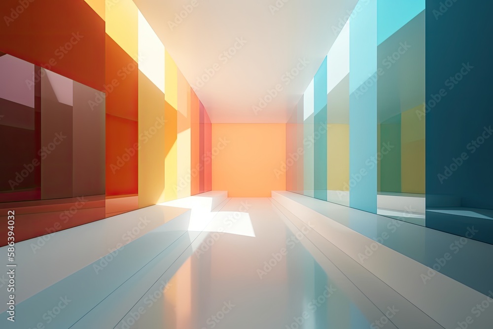 Colorful Room with Multicolored Walls. Generative AI