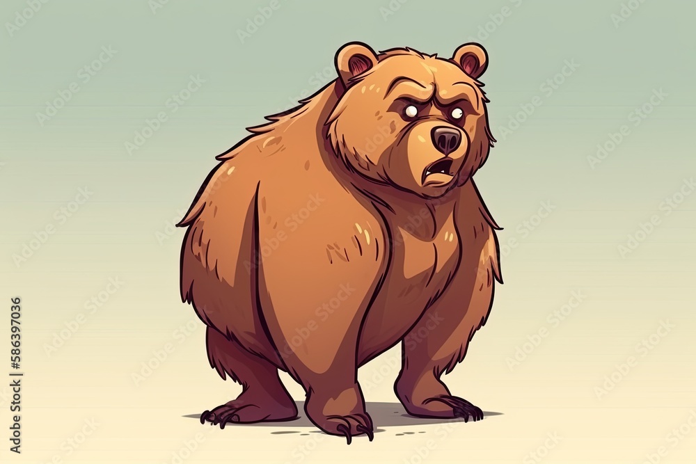 majestic brown bear standing upright in the wilderness. Generative AI