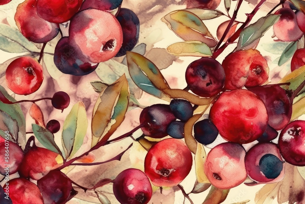 apples and leaves on a white background. Generative AI