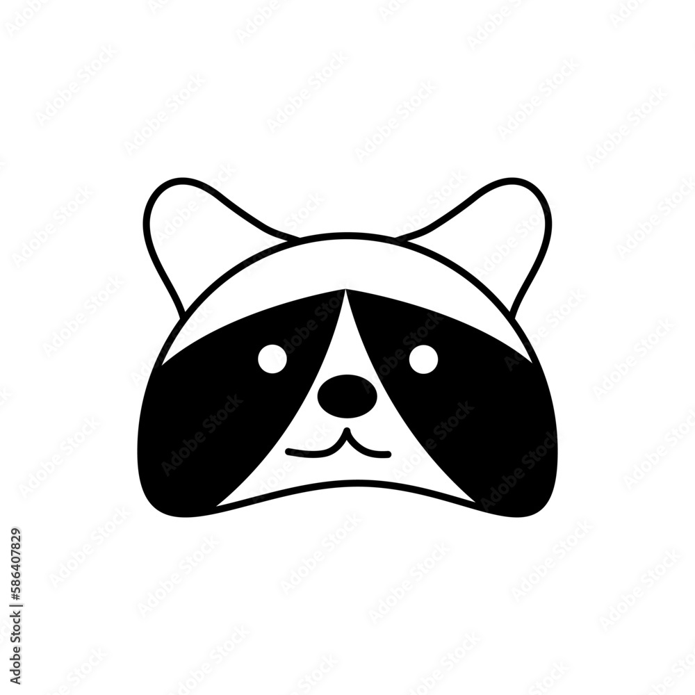 Head of raccoon on white background