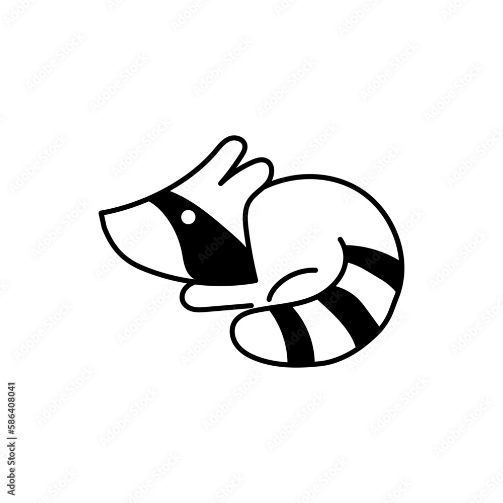 Cute raccoon on white background