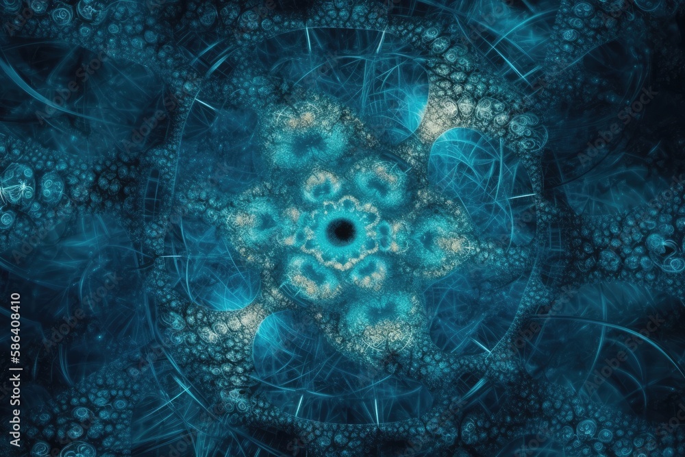 blue and black abstract design with bubble shapes. Generative AI