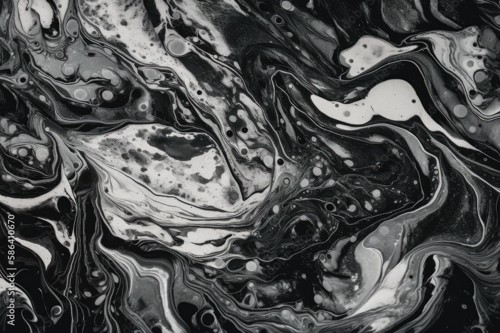 an abstract painting in black and white tones. Generative AI