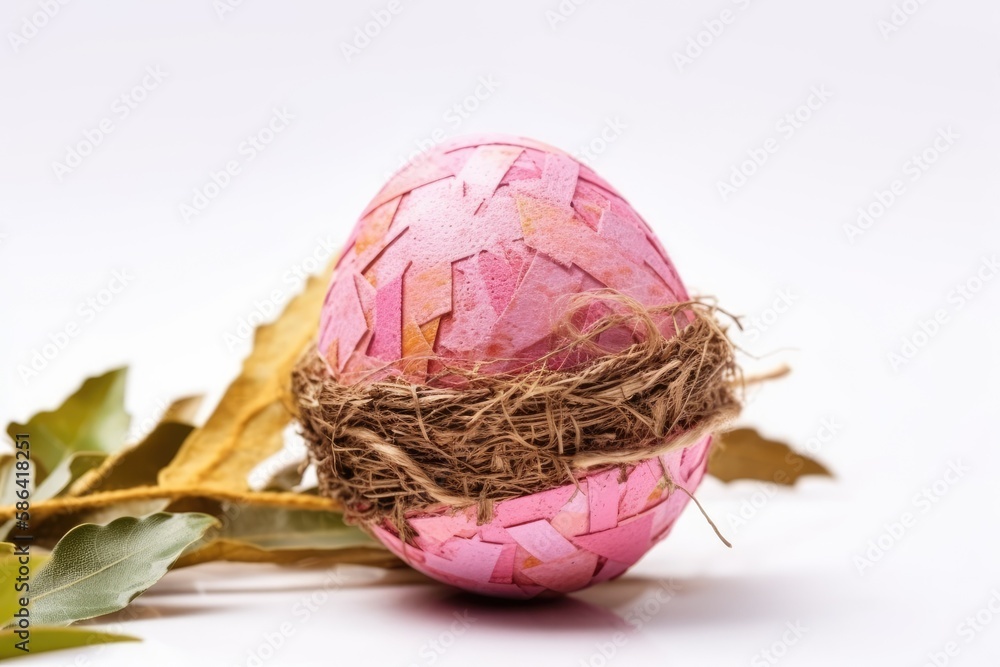 pink egg with a nest on top. Generative AI