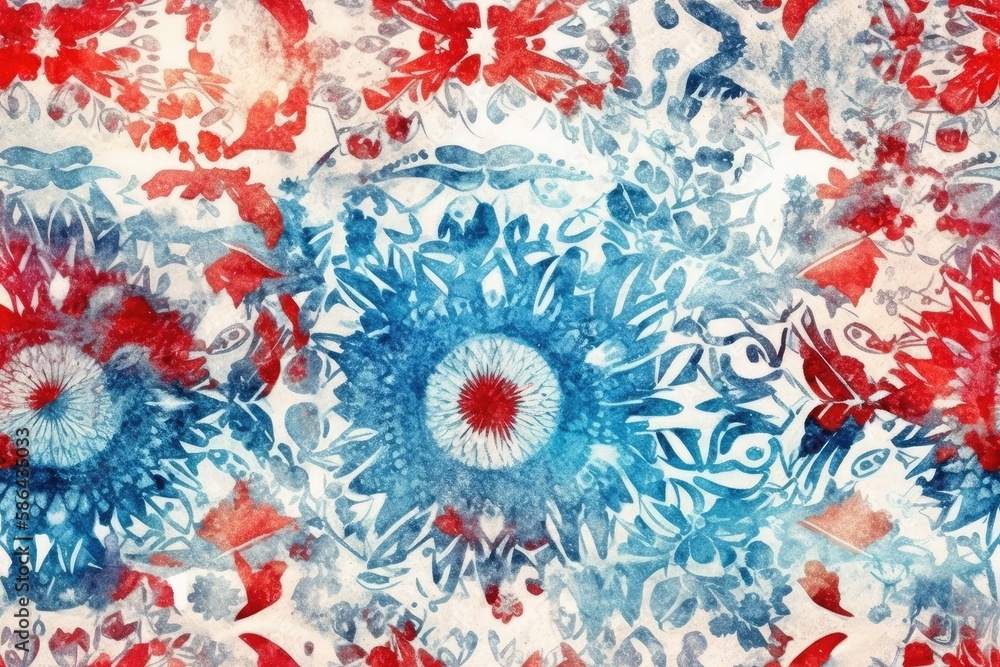 colorful bouquet of flowers featuring shades of red, white, and blue. Generative AI