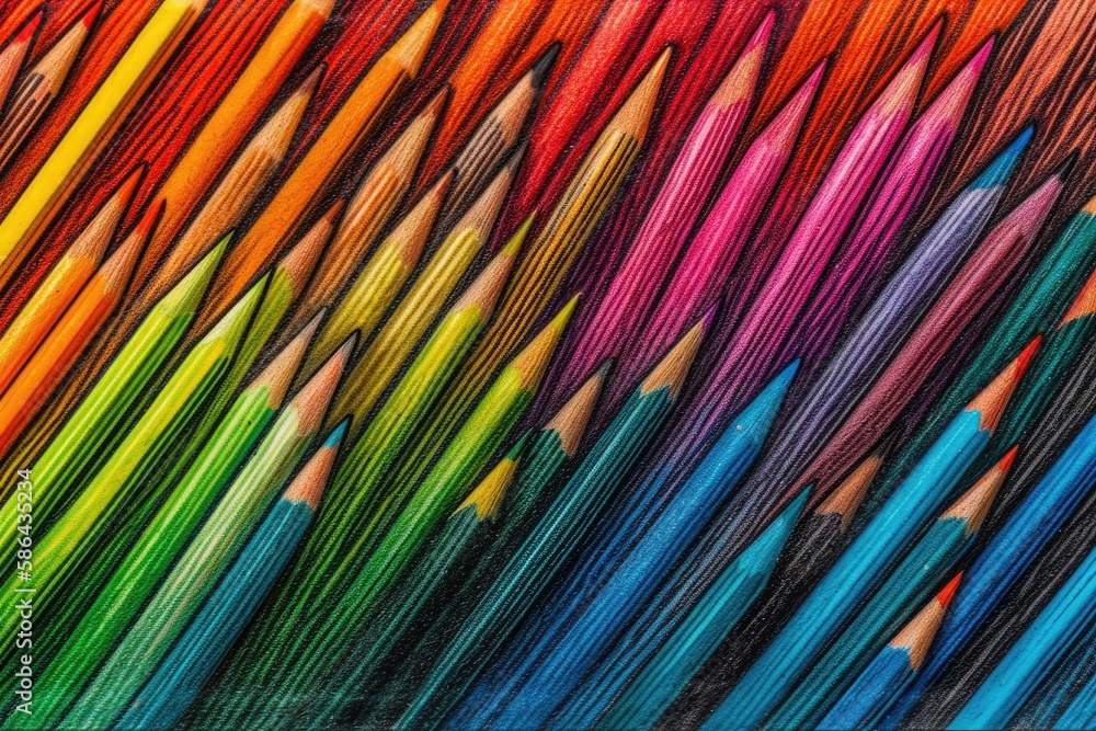 set of colored pencils with a range of vibrant colors. Generative AI