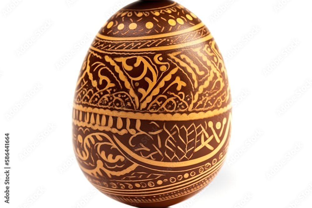 decorated Easter egg on a plain white background. Generative AI