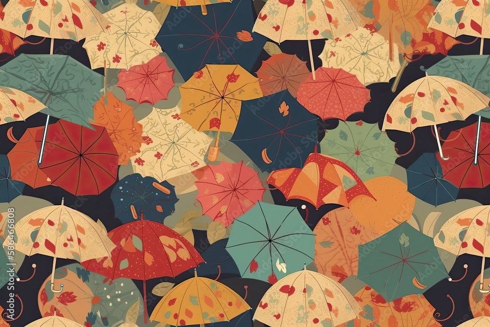 colorful umbrellas floating in the sky. Generative AI