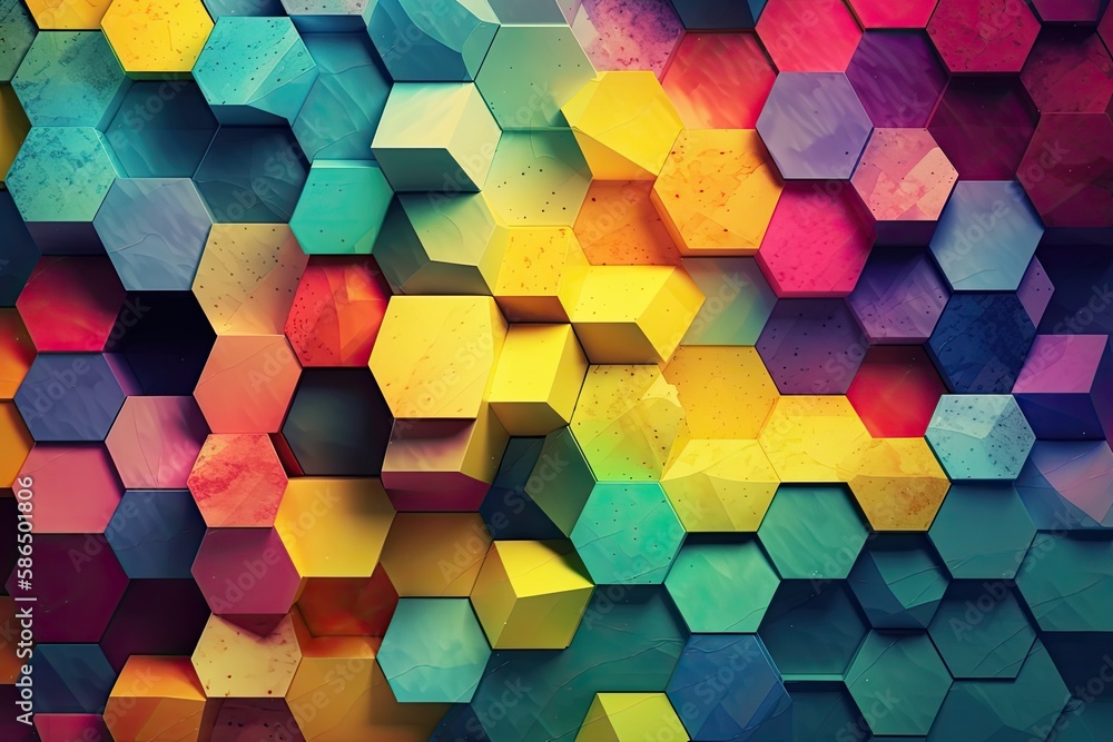 vibrant hexagonal patterned background with a modern twist. Generative AI