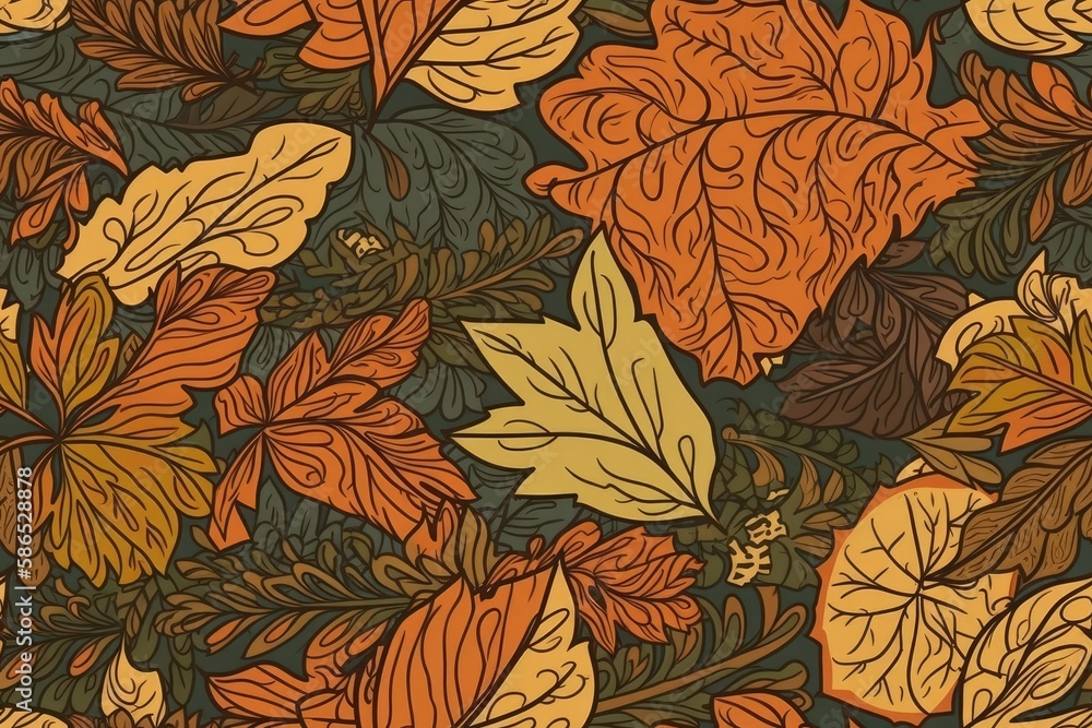 colorful autumn foliage arrangement on a wooden table. Generative AI