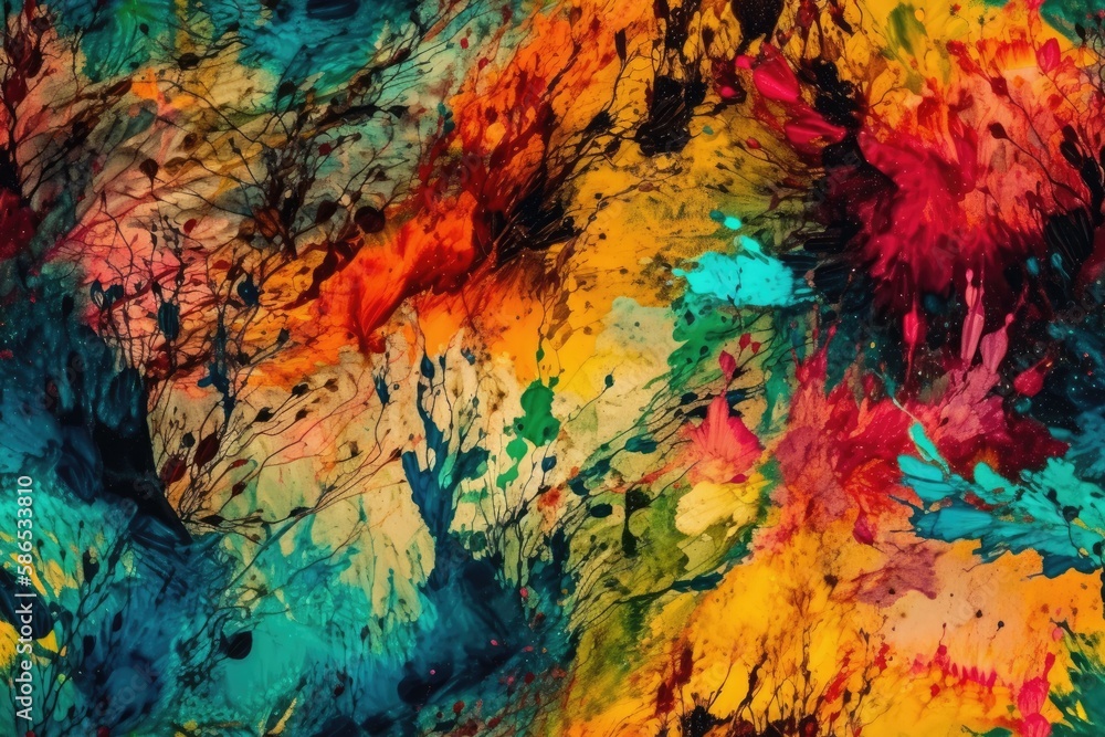 vibrant and colorful abstract painting. Generative AI