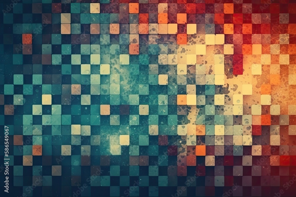 vibrant background composed of various colored squares. Generative AI