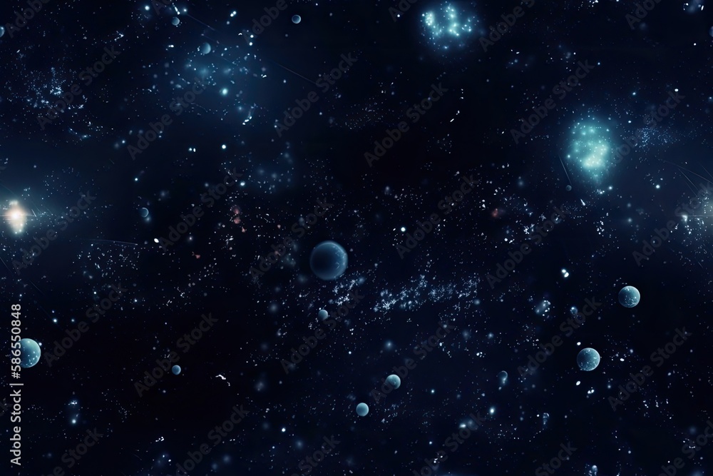 colorful and vibrant space scene with multiple planets and stars. Generative AI