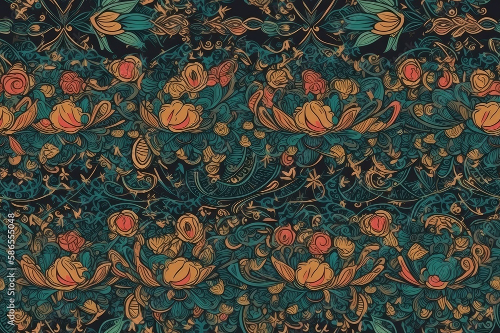 colorful floral wallpaper design. Generative AI