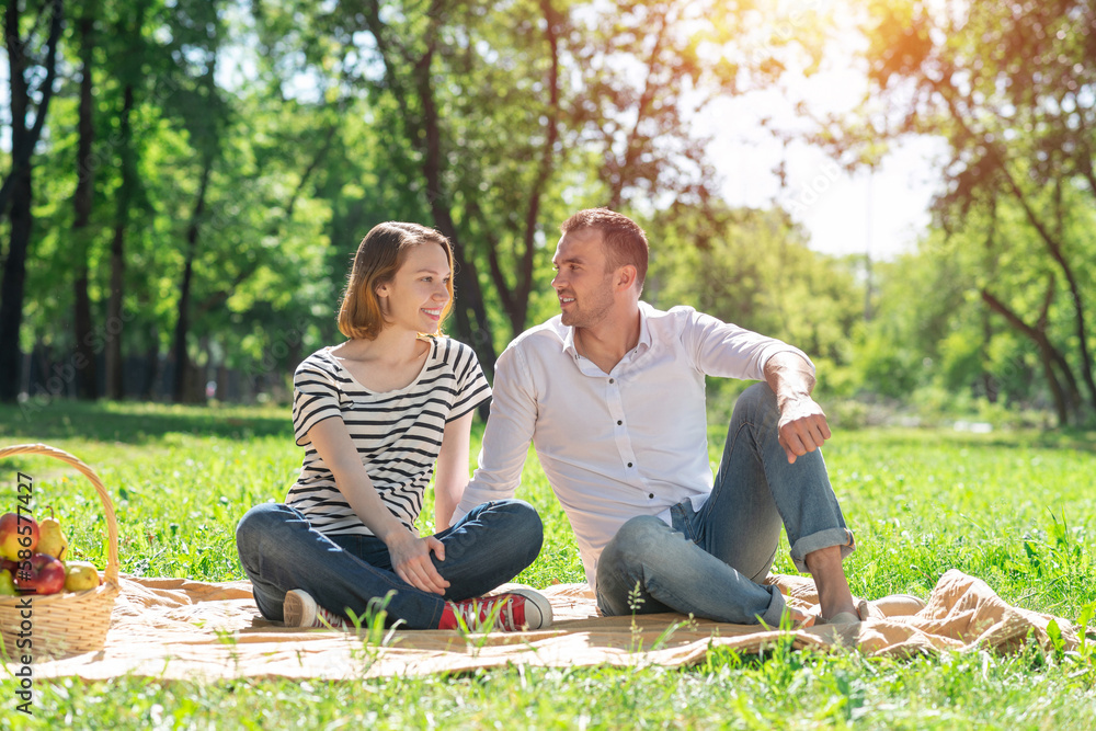 Couple on a picnic in the park