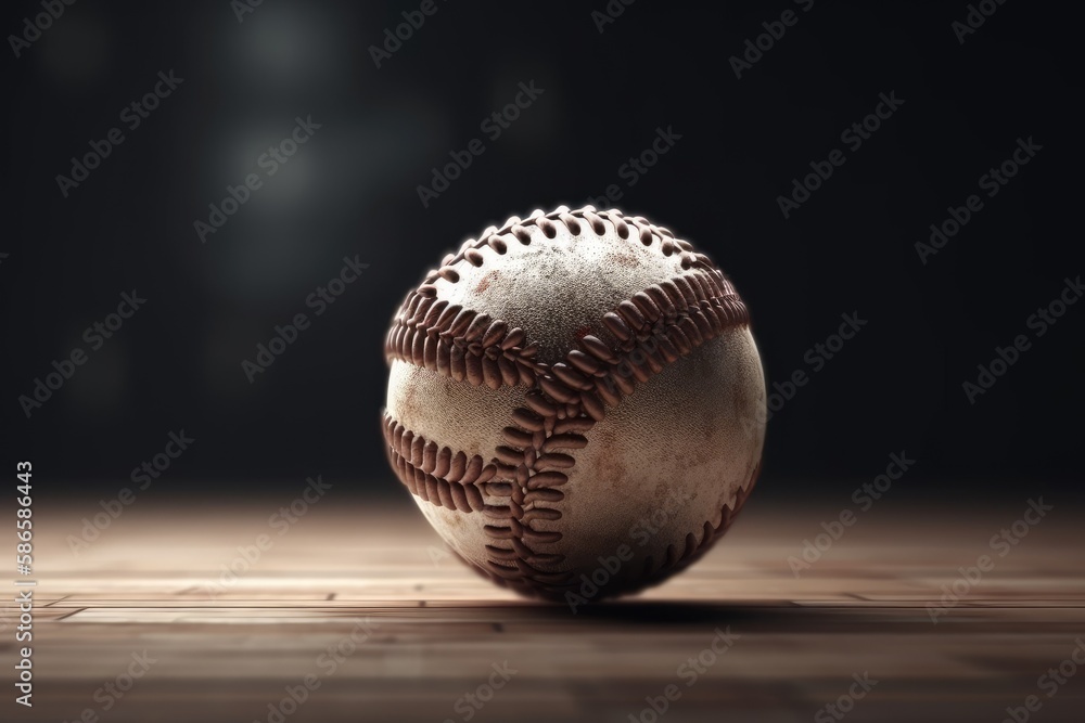 baseball on a wooden floor. Generative AI