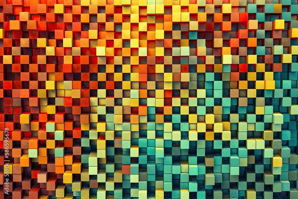 colorful abstract background composed of squares. Generative AI