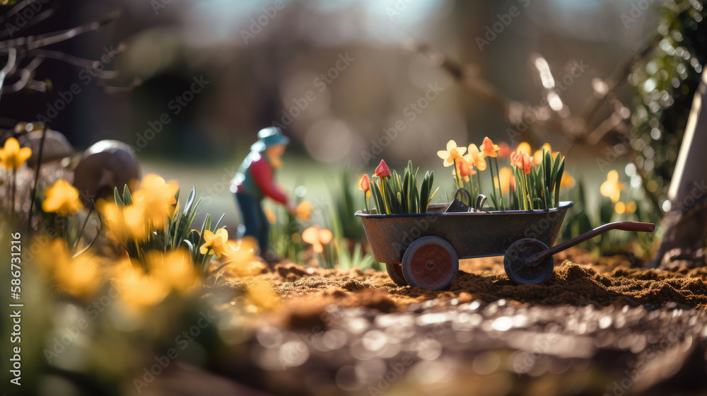 Spring gardening. Illustration AI Generative.