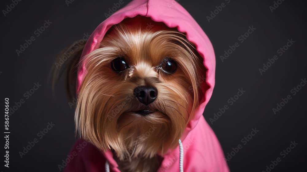 Cute Yorkshire Terrier Dog. Illustration AI Generative