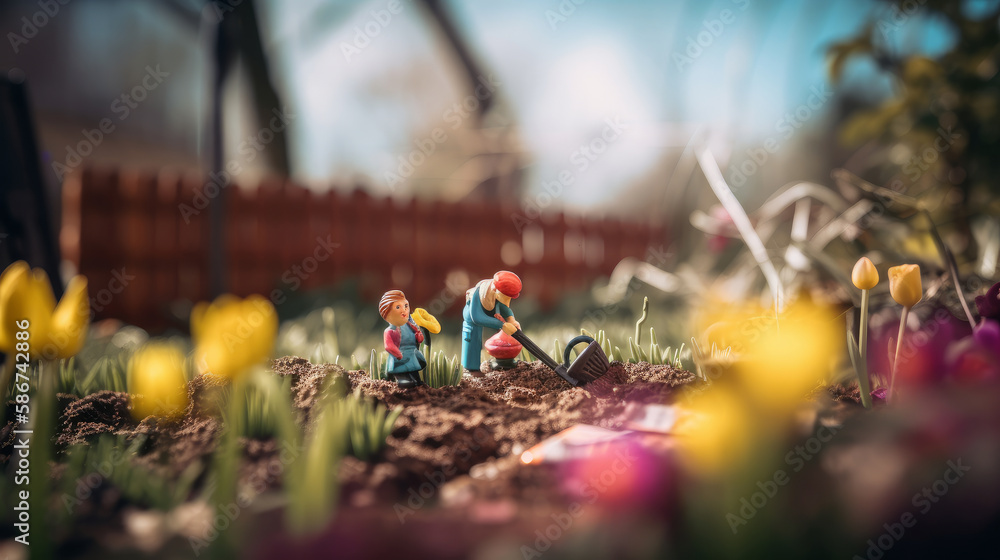 Spring gardening. Illustration AI Generative.