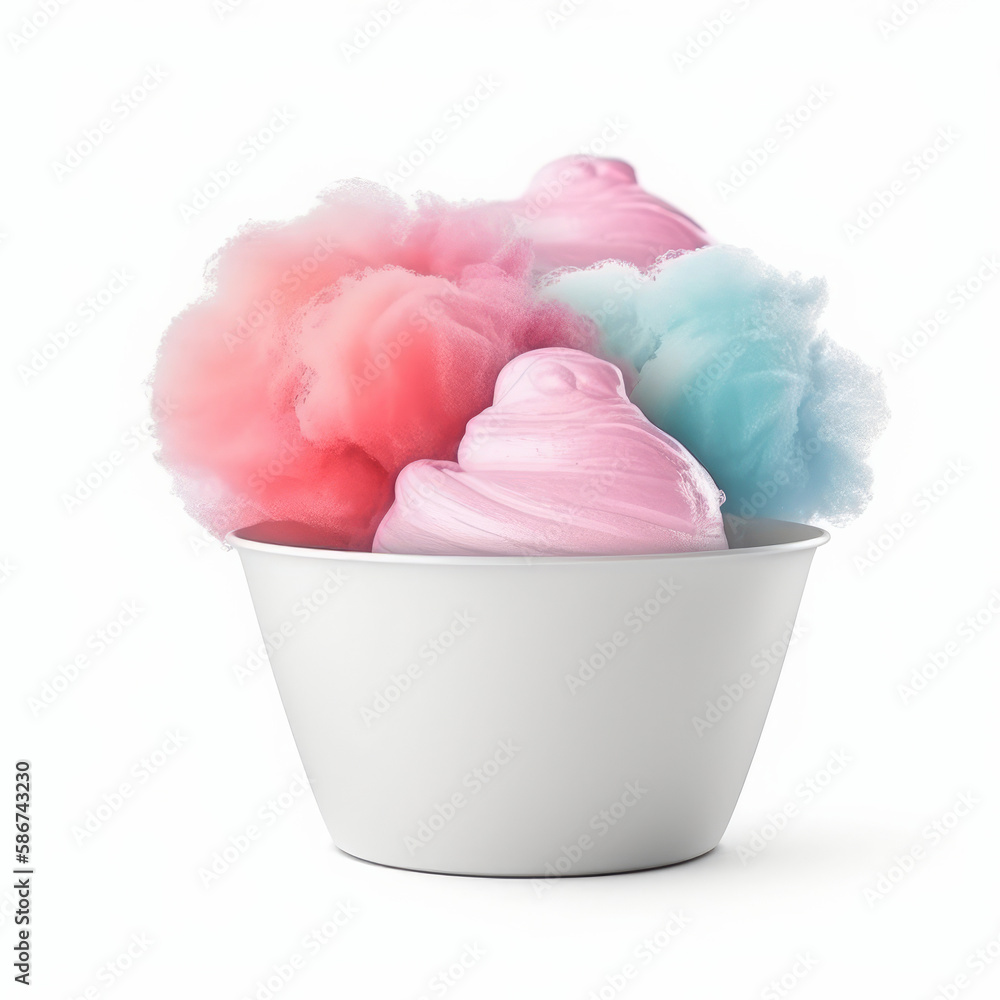 Sweet cotton candy. Illustration AI Generative.