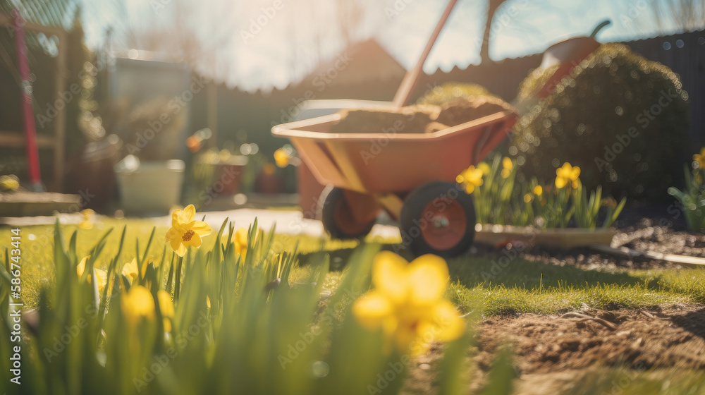 Spring gardening. Illustration AI Generative.