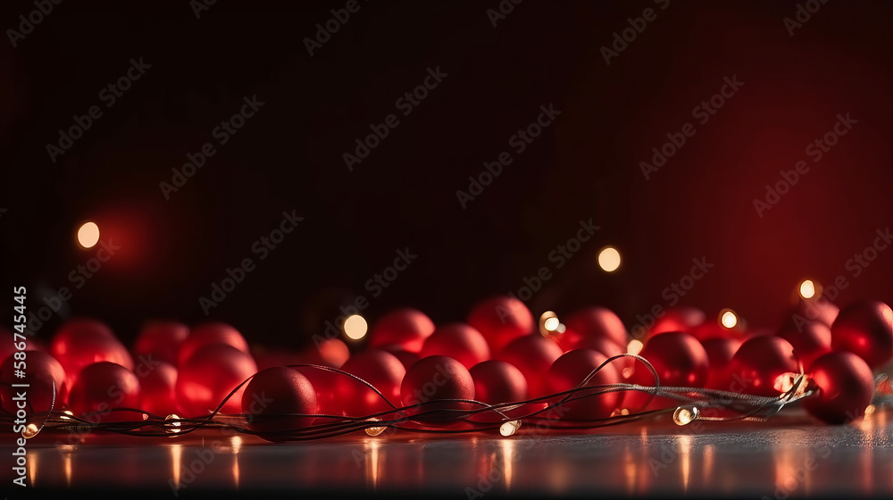 Red Background with Christmas lights Illustration Generative AI