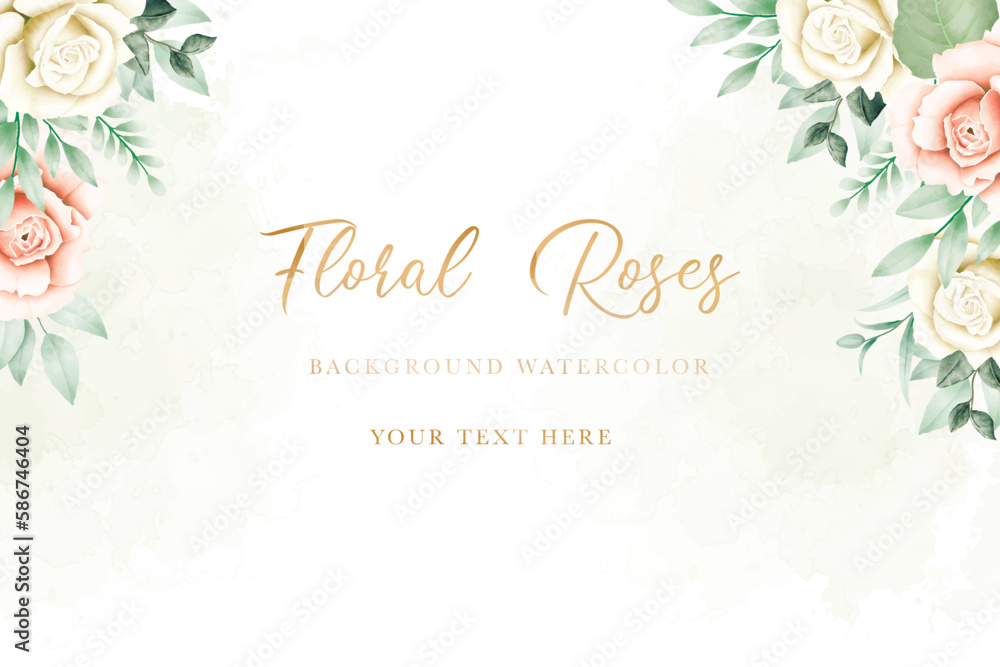 Beautiful Floral Roses Background Watercolor 