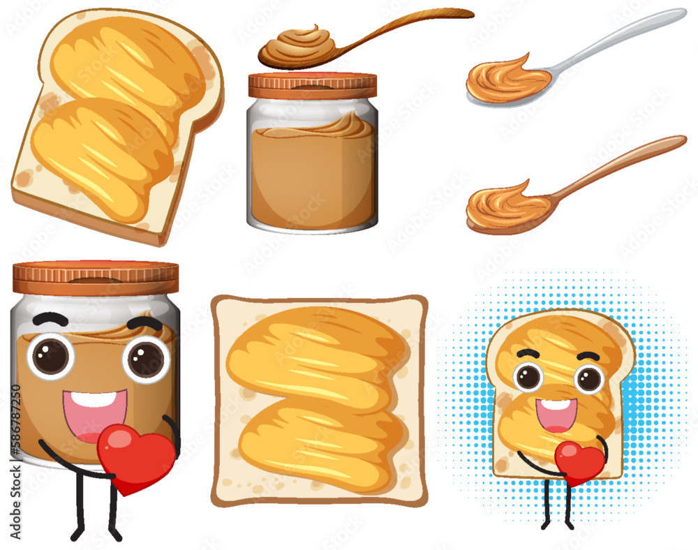 Peanut Butter Elements and Icons Set