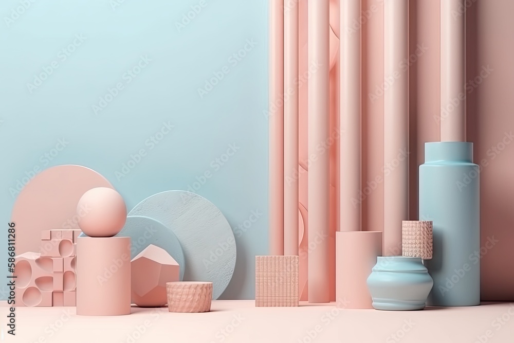 colorful objects arranged on a tabletop. Generative AI