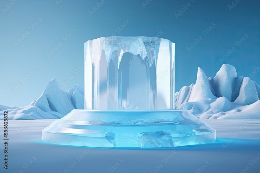 iceberg in the middle of a frozen lake. Generative AI