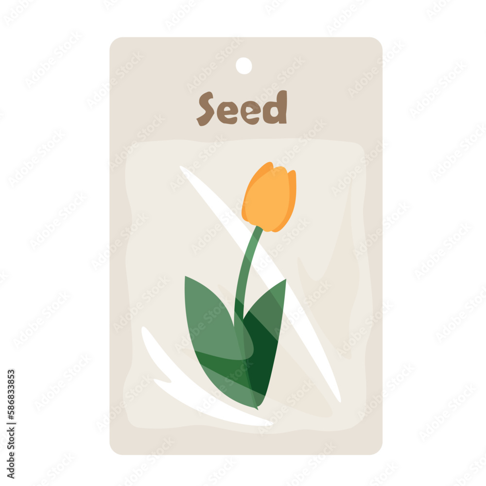 Package of seeds for gardening on white background