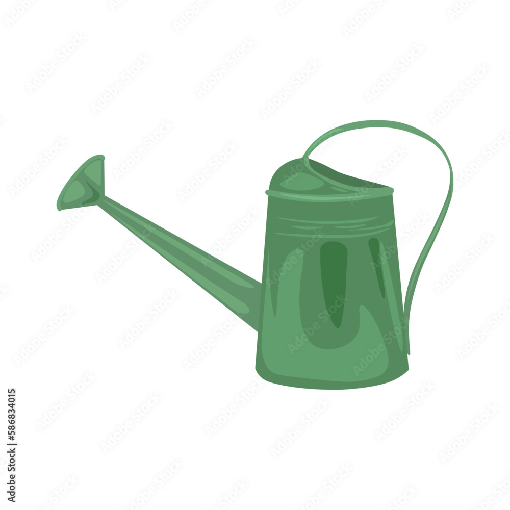 Gardeners green watering can on white background