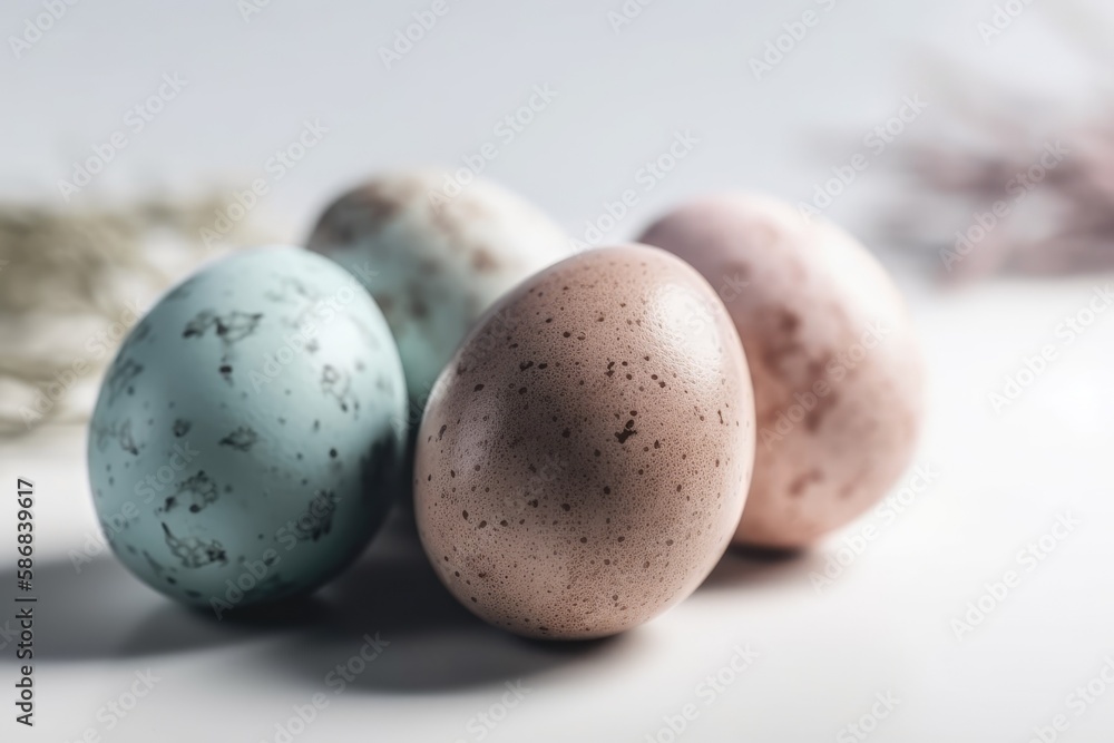 three eggs arranged in a row. Generative AI